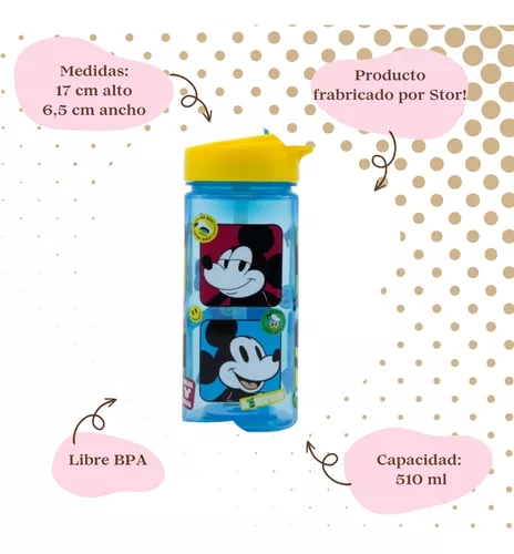 Botella Stor Cuadrada 510 Ml Mickey Mouse Rebatible