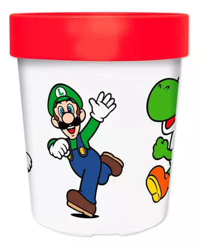 Vaso Plástico Bicolor Mario Bros Para Microondas 260 Ml