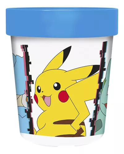 Vaso Plástico Bicolor Pokemon Pikachu Para Microondas 260 Ml