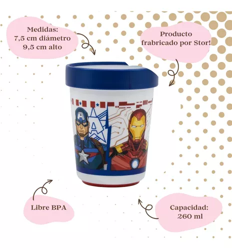 Vaso Plástico Bicolor Avengers Marvel Para Microondas 260 Ml