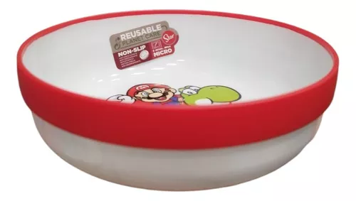 Plato Hondo Bowl Plástico Bicolor Microondas 15cm Mario Bros