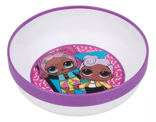 Plato Hondo Bowl Plástico Bicolor Microondas 15cm Lol Surpri