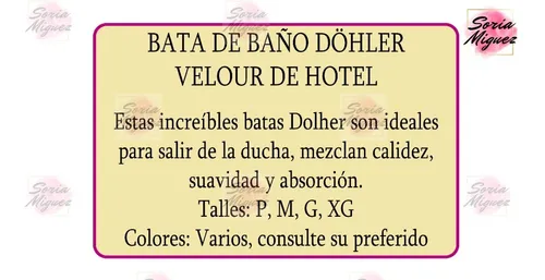 Bata Baño Hotel Döhler Velour Cálida Suave Y Absorbente