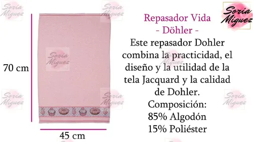 Repasador Vida 70 X 45 Cm Algodón Varios Diseños - Döhler -