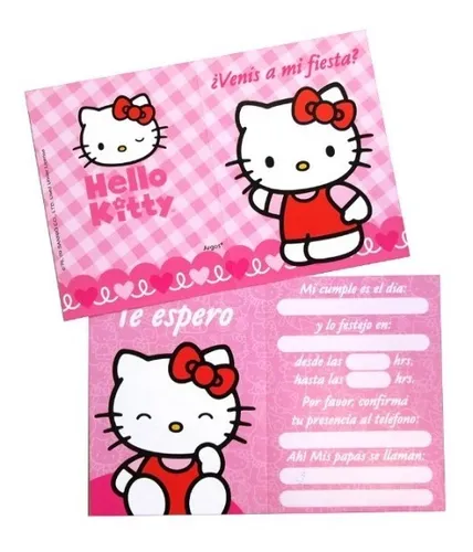 Pack 10 Invitaciones Cumple Hello Kitty Original Cotillón