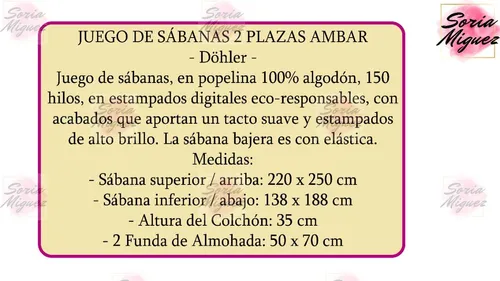 Juego De Sábanas Ambar 2 Plazas 100% Algodón 150 H - Döhler