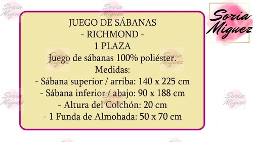 Juego De Sabanas 1 Plaza Richmond Estampadas