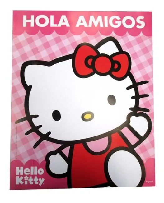 Afiche Cumpleaños Hello Kitty 50 X 40 Cm Cotillón Oficial