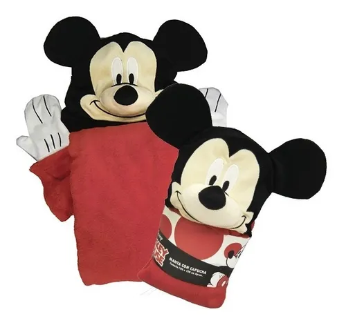 Frazada Infantil Con Capucha Mickey y Minnie 100cm Original