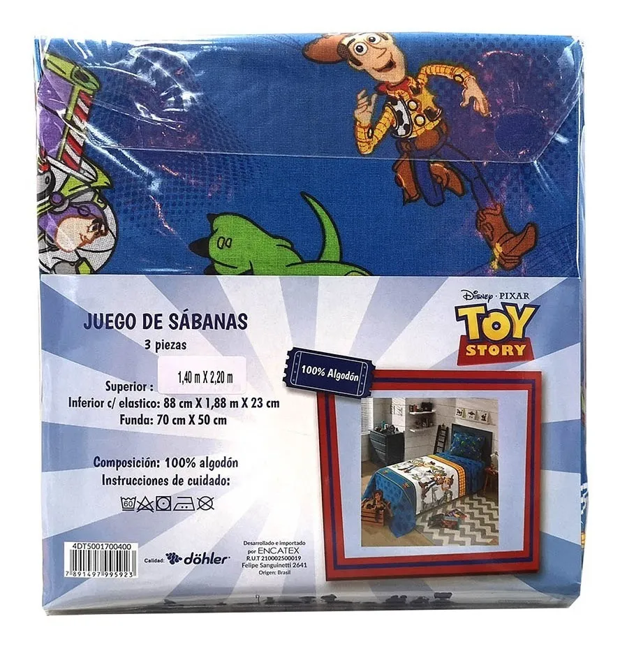 Juego Sábanas 1 Plaza 100% Algodón Toy Story Original