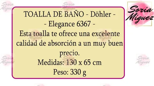 Toalla De Baño Dohler Elegance 67 65 X 130 Cm Varios Colores