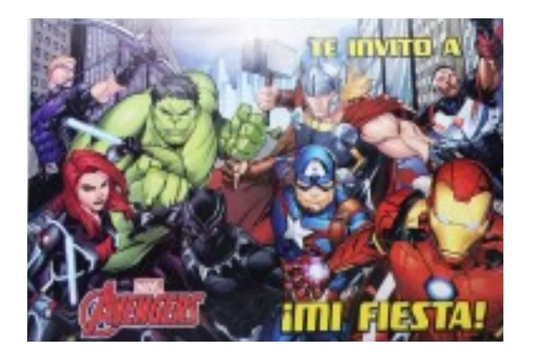 Pack 10 Invitaciones Cumple Avengers Original Cotillón