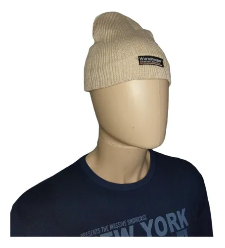 Gorro Lanilla Afelpado Por Dentro Grueso Beige Unisex