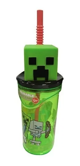 Vaso Alto Con Tapa Y Forma Minecraft Creeper Original