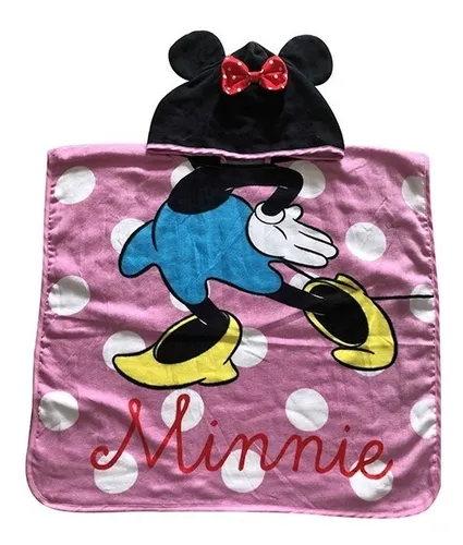 Bata Toalla Poncho Mickey Minnie + Capucha Infantil Oficial