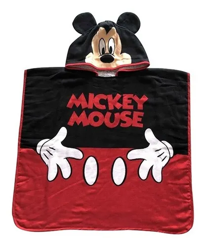 Bata Toalla Poncho Mickey Minnie + Capucha Infantil Oficial