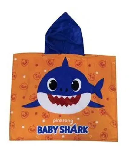 Bata Poncho Baby Shark Capucha 60 X 120 Cm Niña Original