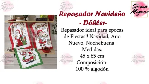 Repasador Navideño Varios Diseños 45 X 65 Cm Navidad- Döhler