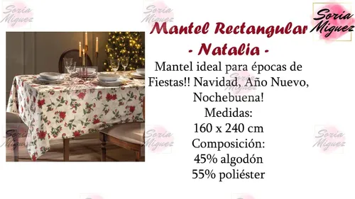 Mantel Rectangular 160 X 240 Cm Natalia Navidad Año Nuevo