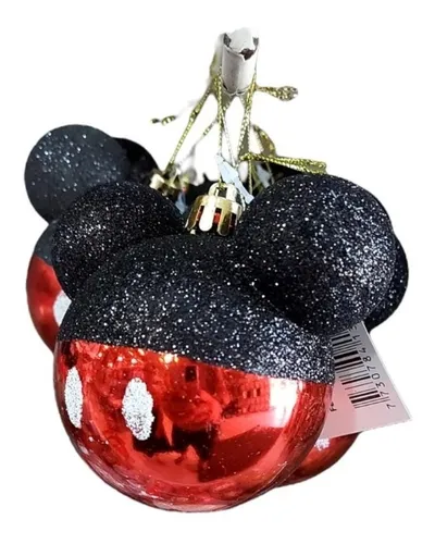 Bola 6,5 Cm + Forma Y Brillo Mickey Mouse Chirimbolo Navidad