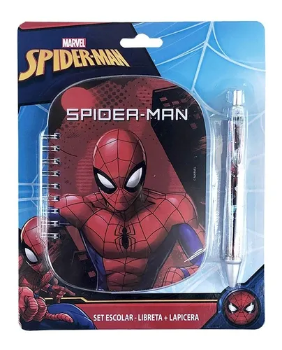 Set Libreta + Lapicera Spiderman Original Y Oficial