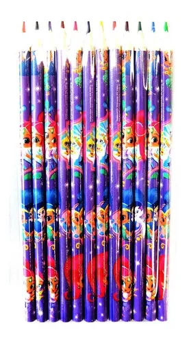 Set X12 Lápices De Colores Shimmer & Shine Original Oficial