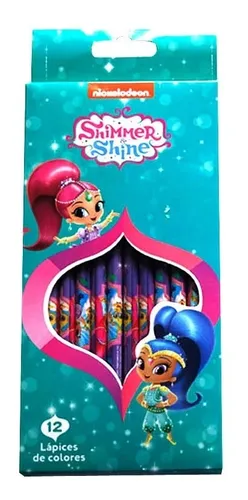 Set X12 Lápices De Colores Shimmer & Shine Original Oficial