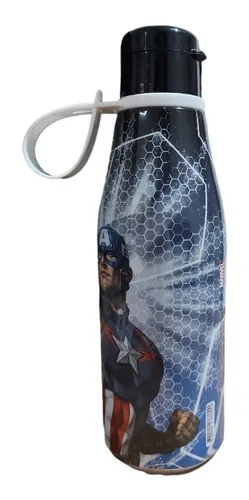 Botella Plástico 530ml Abre Fácil Cap América Marvel Oficial