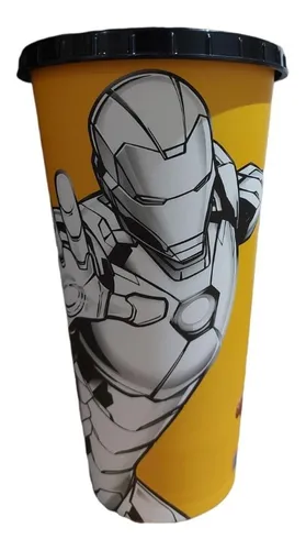 Vaso Plástico Con Pajita 700 Ml Ironman Marvel Para Colorear