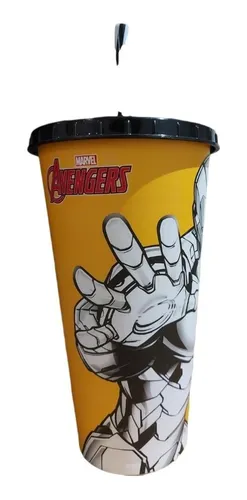 Vaso Plástico Con Pajita 700 Ml Ironman Marvel Para Colorear