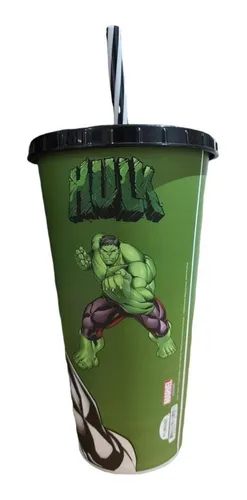 Vaso Plástico Con Pajita 700 Ml Hulk Marvel Para Colorear