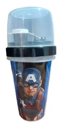 Vaso / Botella Milkshake 320ml Plástico Capitan América