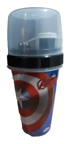 Vaso / Botella Milkshake 320ml Plástico Capitan América