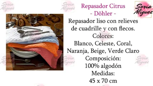 Pack X 3 Repasadores Citrus 45 X 70 Cm 100% Algodón - Döhler