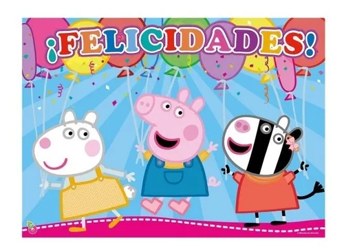 Afiche Cumpleaños Peppa Pig 50 X 40 Cm Cotillón Oficial