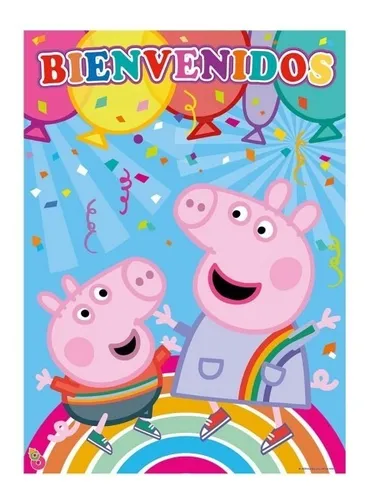 Afiche Cumpleaños Peppa Pig 50 X 40 Cm Cotillón Oficial