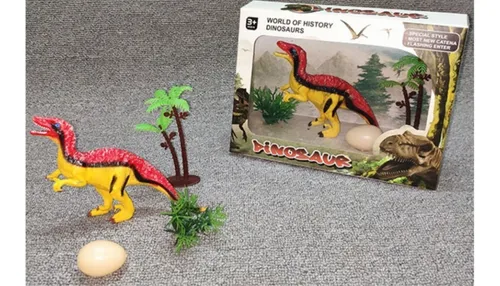 Figura Dinosaurio 20 Cm + Huevo Y Plantas - Dinosaur