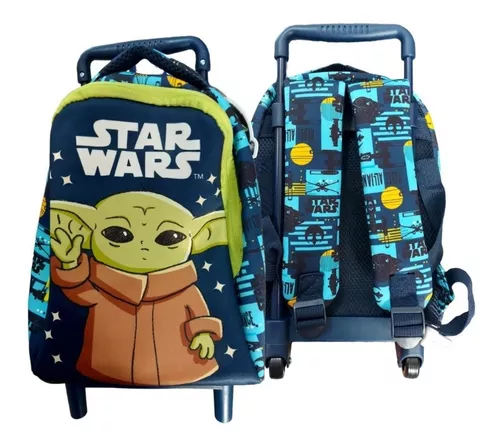 Mochila Infantil Star Wars Bebe Yodaneopreno 27x21x12+ruedas