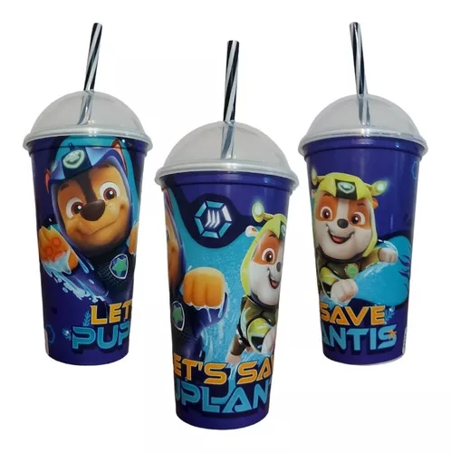 Vaso / Botella Plástico Milkshake + Pajita Paw Patrol 500 Ml