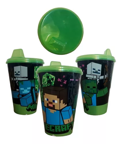 Vaso Plástico Minecraft 15x20x27 Cm 430 Ml Entrenador Oficial