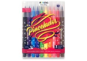 Pack 10 Marcadores Pincelados Mooving Punta Pincel 4 Mm