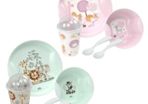 Set Bazar Alimentación 5 Pzas Platos Cubiertos Vaso Plasutil